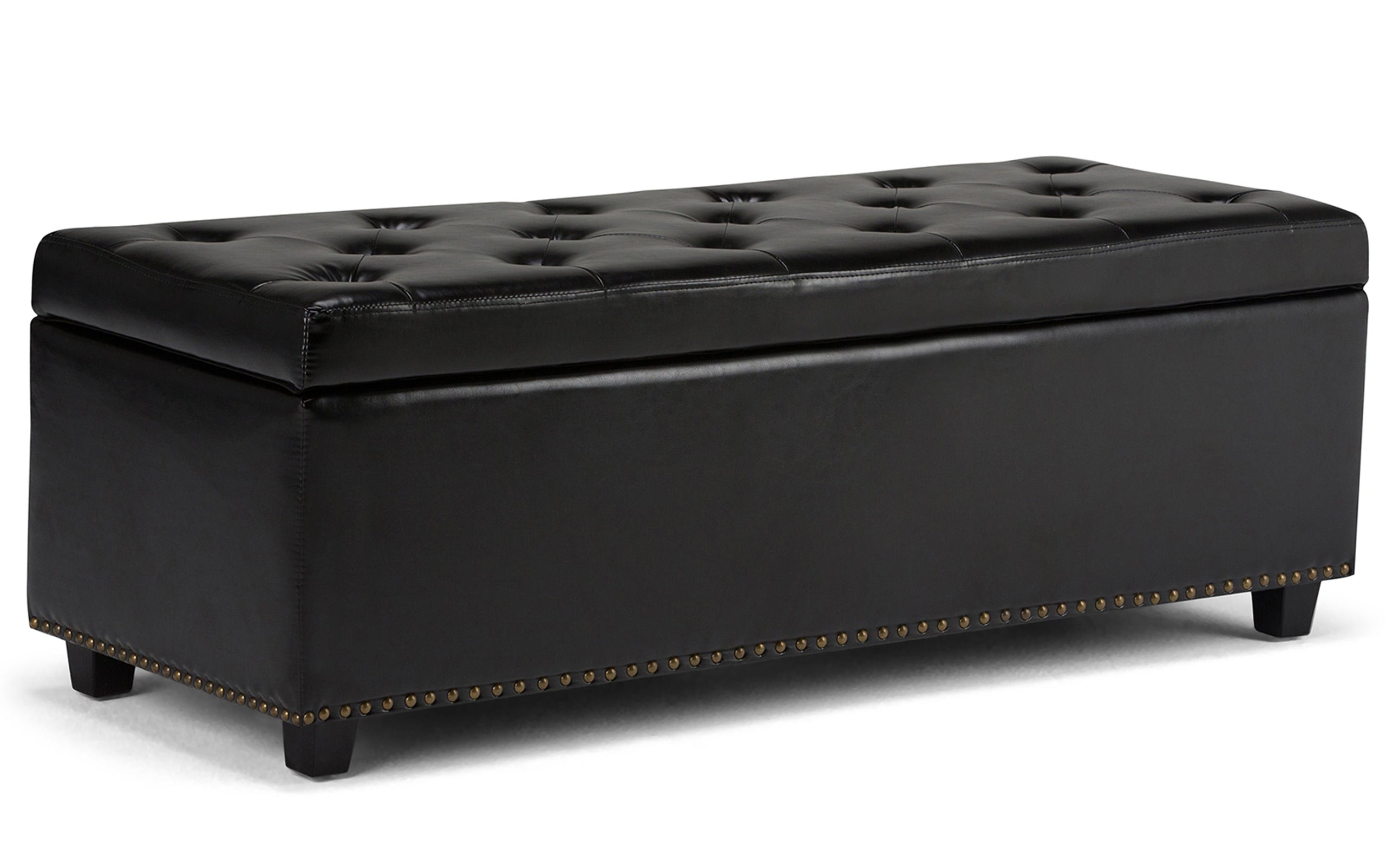 Midnight Black Vegan Leather | Hamilton Vegan Leather Storage Ottoman