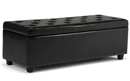 Midnight Black Vegan Leather | Hamilton Vegan Leather Storage Ottoman