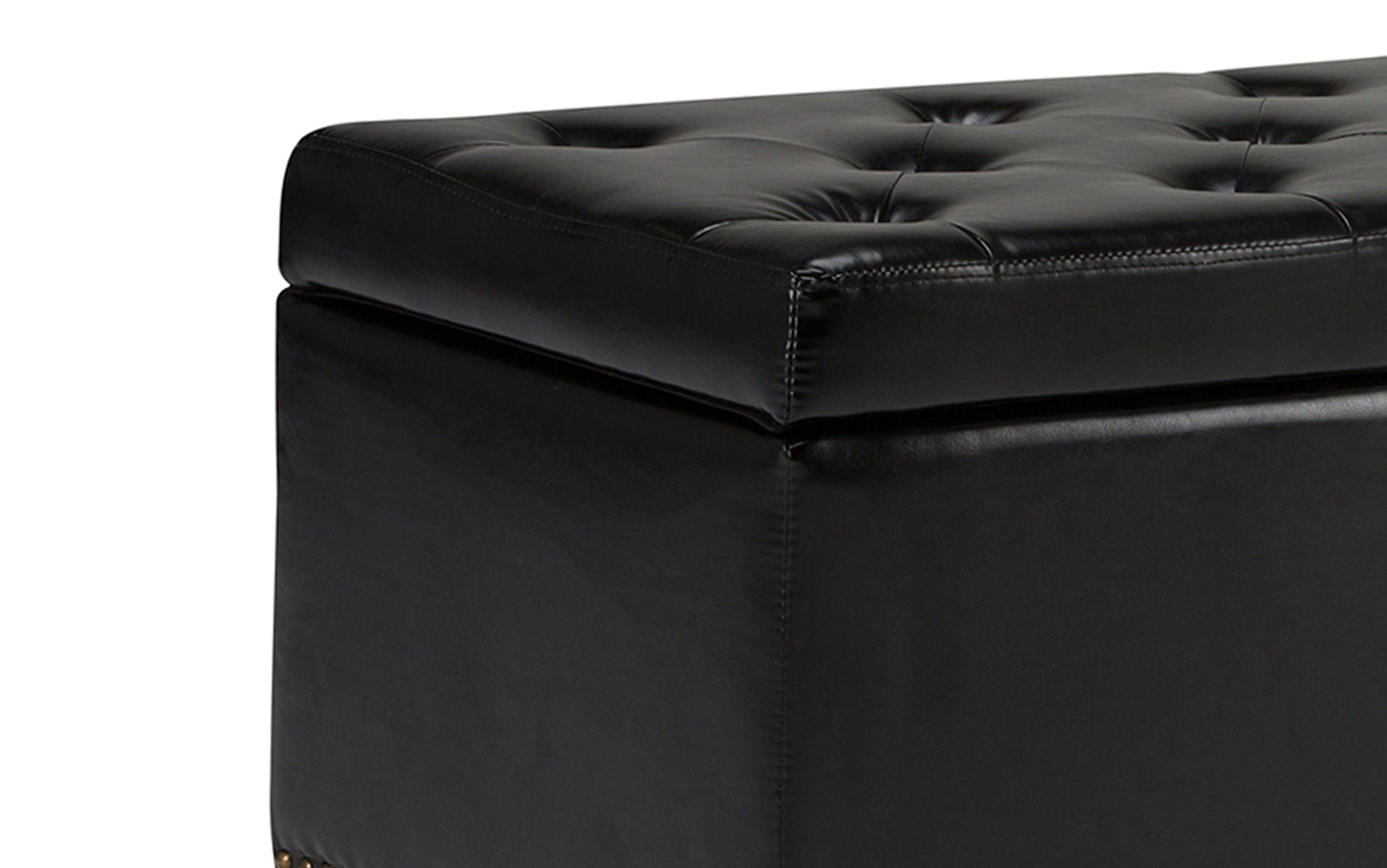 Midnight Black Vegan Leather | Hamilton Vegan Leather Storage Ottoman