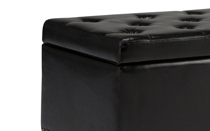 Midnight Black Vegan Leather | Hamilton Vegan Leather Storage Ottoman