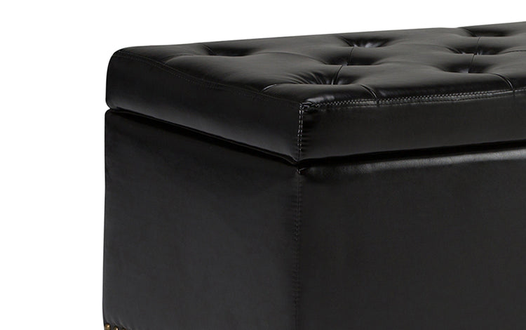 Midnight Black Vegan Leather | Hamilton Vegan Leather Storage Ottoman