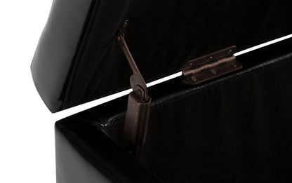 Midnight Black Vegan Leather | Hamilton Vegan Leather Storage Ottoman