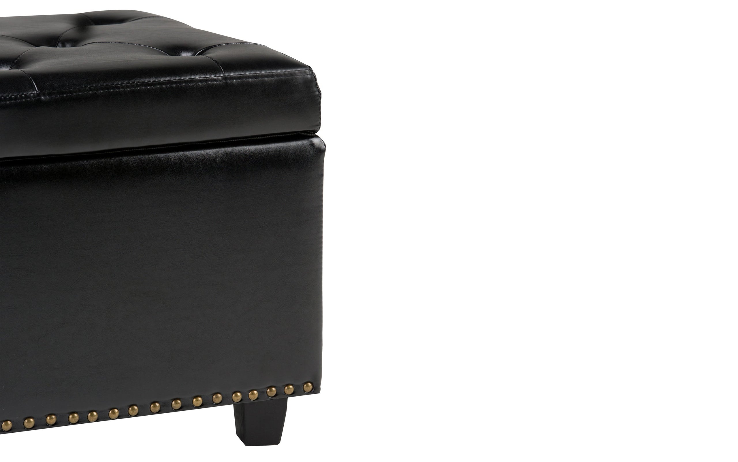 Midnight Black Vegan Leather | Hamilton Vegan Leather Storage Ottoman