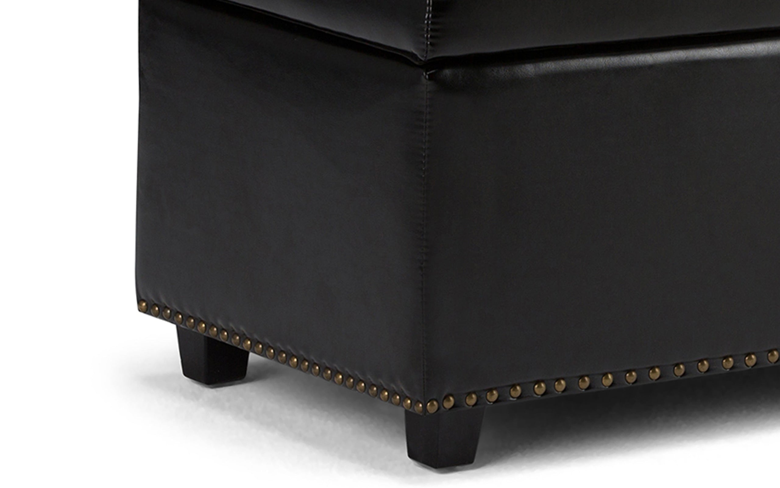 Midnight Black Vegan Leather | Hamilton Vegan Leather Storage Ottoman