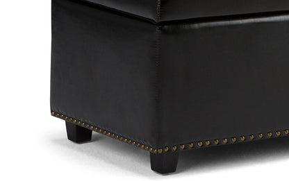 Midnight Black Vegan Leather | Hamilton Vegan Leather Storage Ottoman