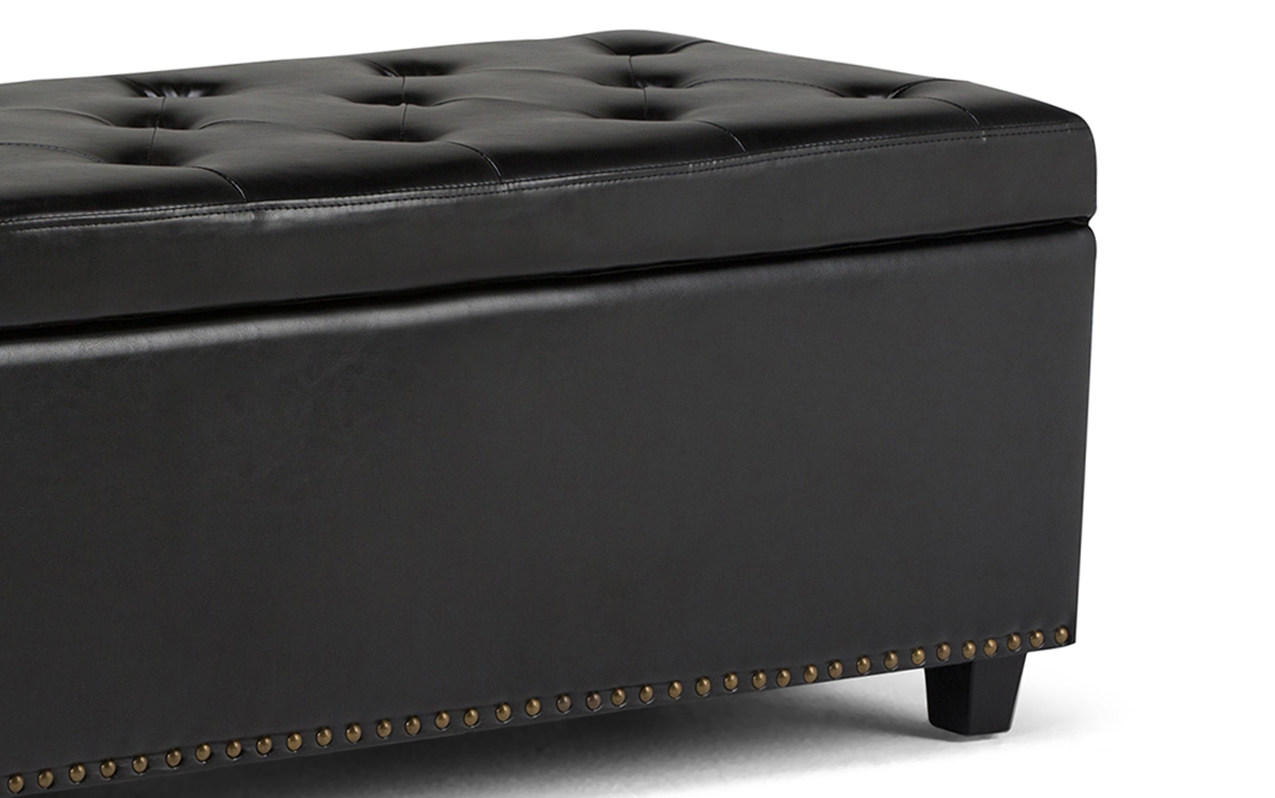 Midnight Black Vegan Leather | Hamilton Vegan Leather Storage Ottoman