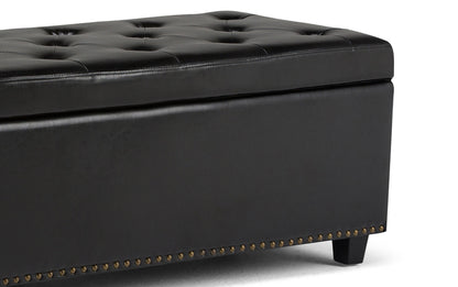 Midnight Black Vegan Leather | Hamilton Vegan Leather Storage Ottoman