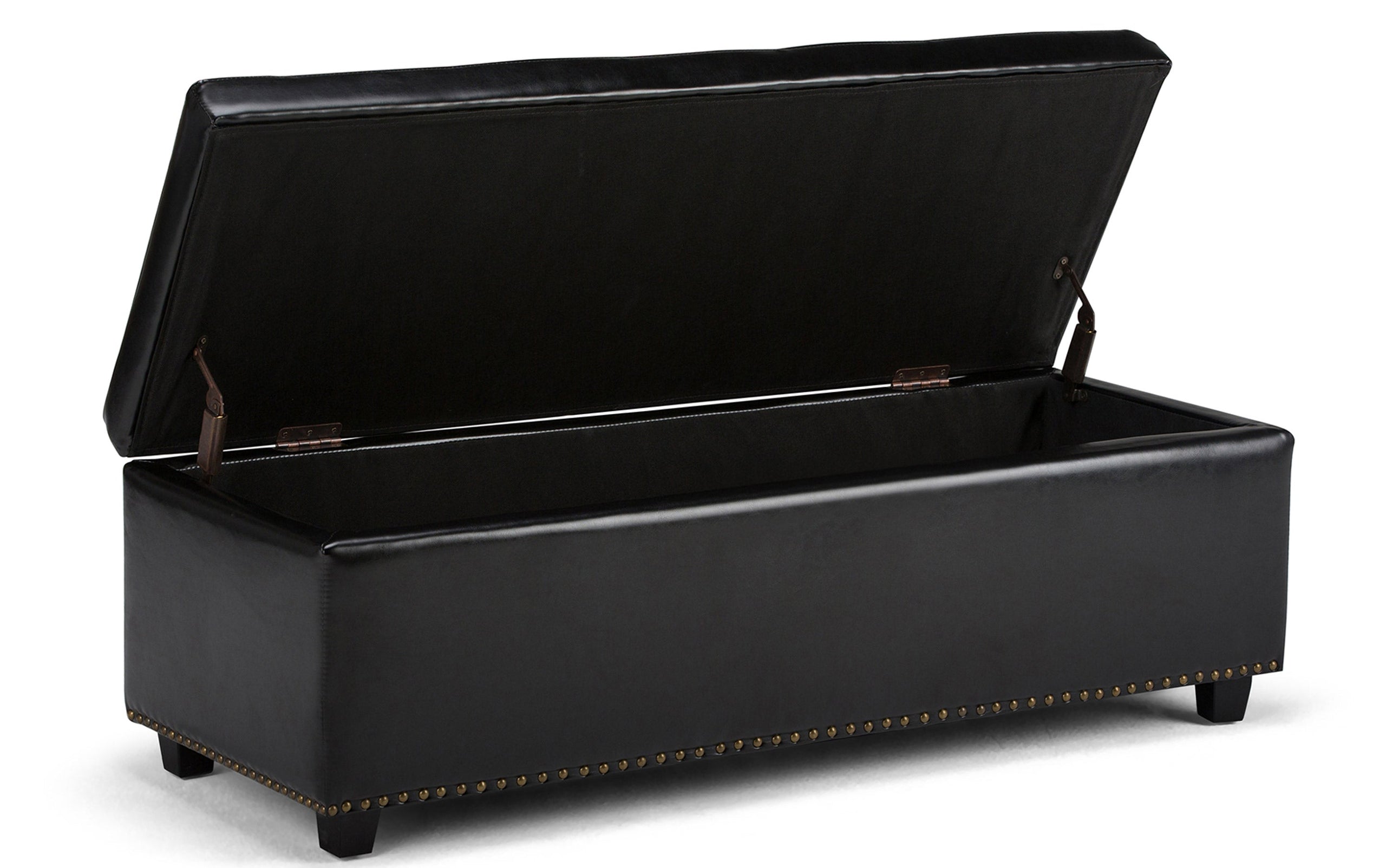 Midnight Black Vegan Leather | Hamilton Vegan Leather Storage Ottoman