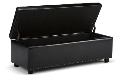 Midnight Black Vegan Leather | Hamilton Vegan Leather Storage Ottoman