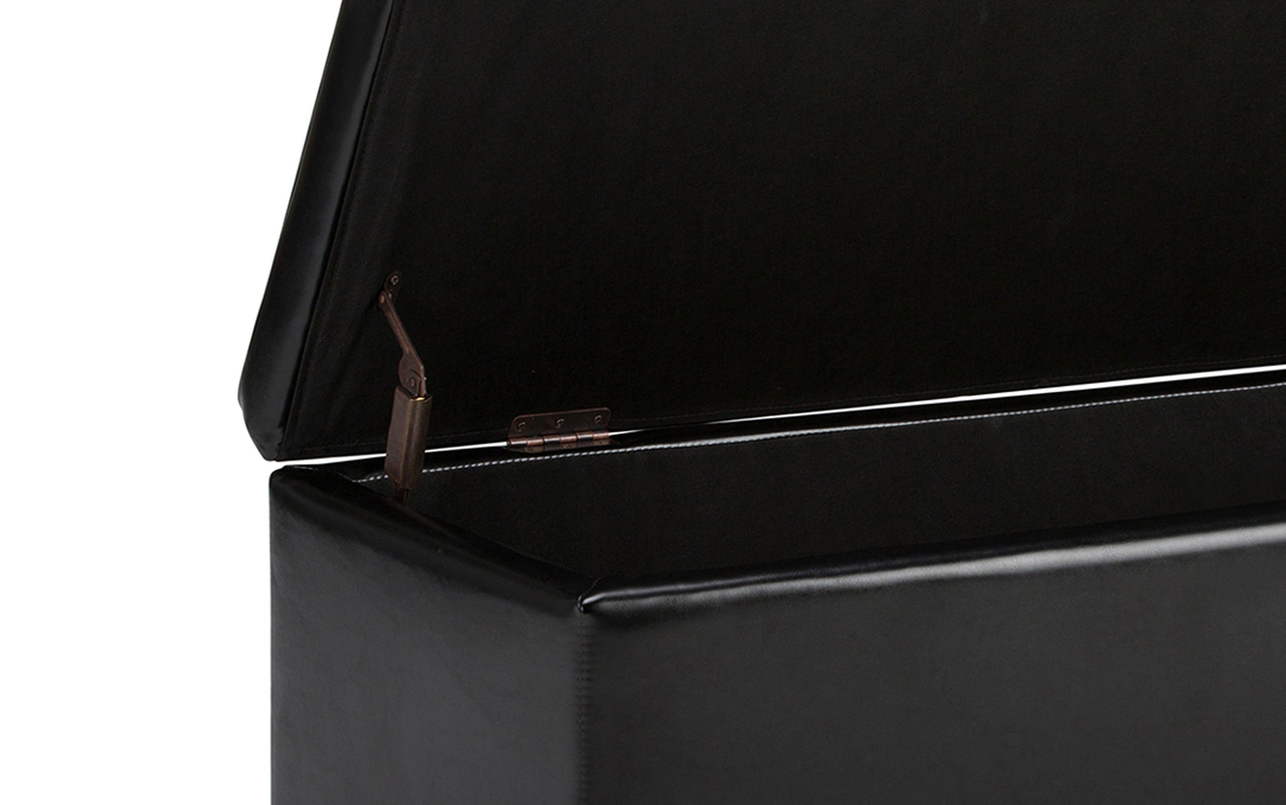 Midnight Black Vegan Leather | Hamilton Vegan Leather Storage Ottoman