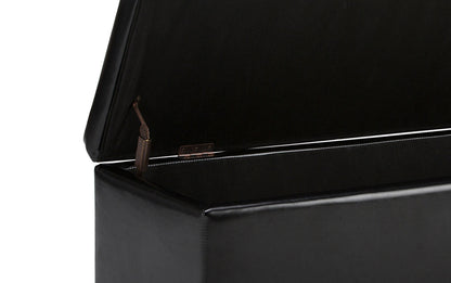 Midnight Black Vegan Leather | Hamilton Vegan Leather Storage Ottoman