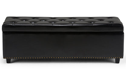 Midnight Black Vegan Leather | Hamilton Vegan Leather Storage Ottoman