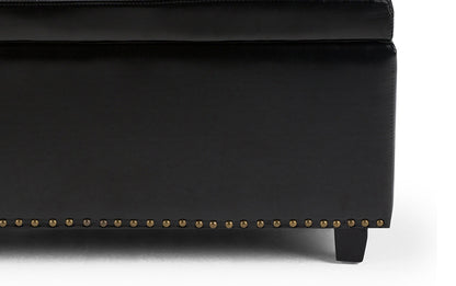 Midnight Black Vegan Leather | Hamilton Vegan Leather Storage Ottoman