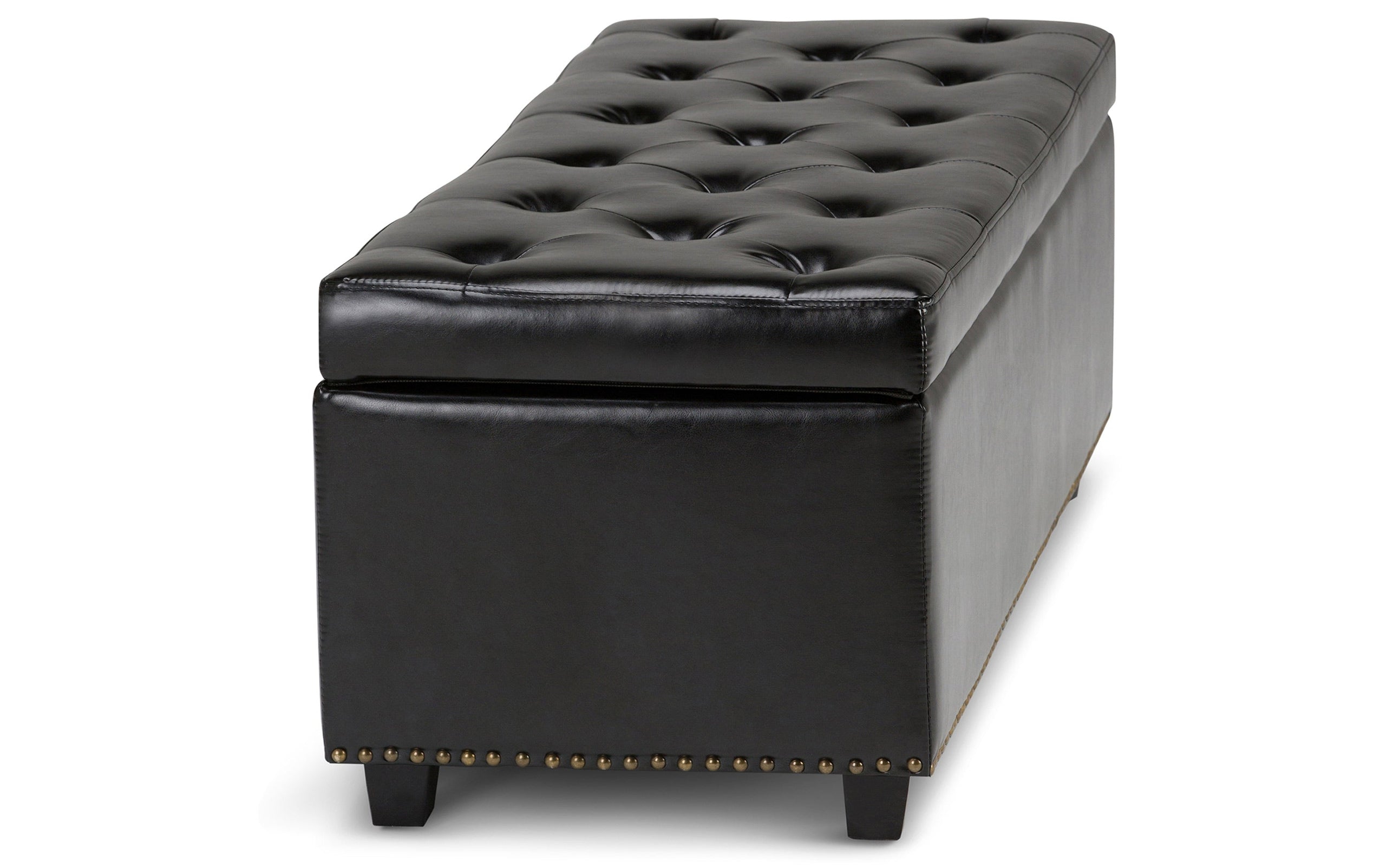 Midnight Black Vegan Leather | Hamilton Vegan Leather Storage Ottoman