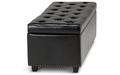 Midnight Black Vegan Leather | Hamilton Vegan Leather Storage Ottoman