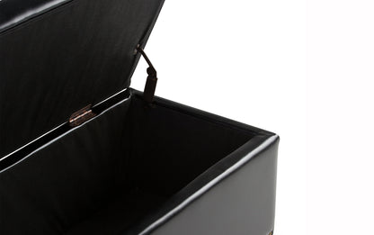 Midnight Black Vegan Leather | Hamilton Vegan Leather Storage Ottoman