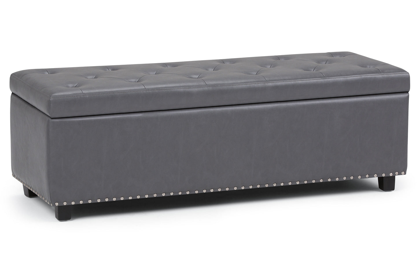 Stone Grey Vegan Leather | Hamilton Vegan Leather Storage Ottoman