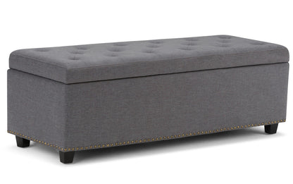 Slate Grey Linen Style Fabric | Hamilton Linen Look Storage Ottoman