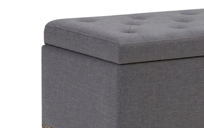 Slate Grey Linen Style Fabric | Hamilton Linen Look Storage Ottoman