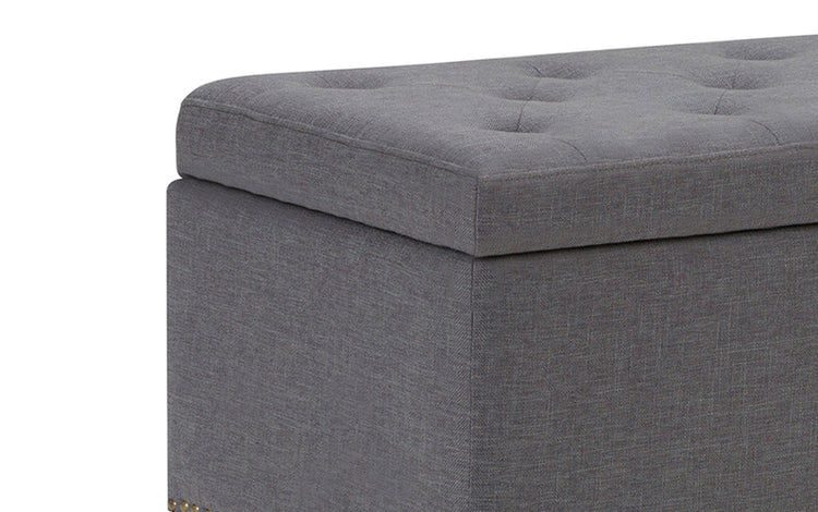 Slate Grey Linen Style Fabric | Hamilton Linen Look Storage Ottoman