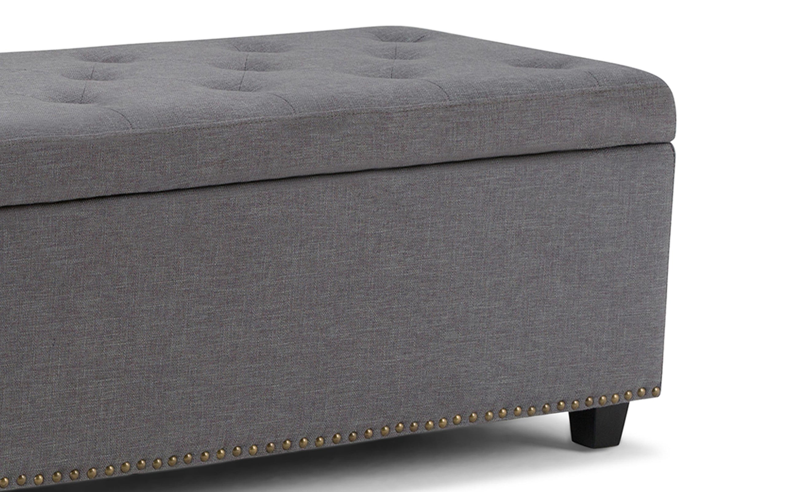 Slate Grey Linen Style Fabric | Hamilton Linen Look Storage Ottoman