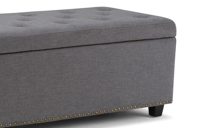 Slate Grey Linen Style Fabric | Hamilton Linen Look Storage Ottoman