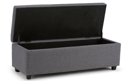 Slate Grey Linen Style Fabric | Hamilton Linen Look Storage Ottoman