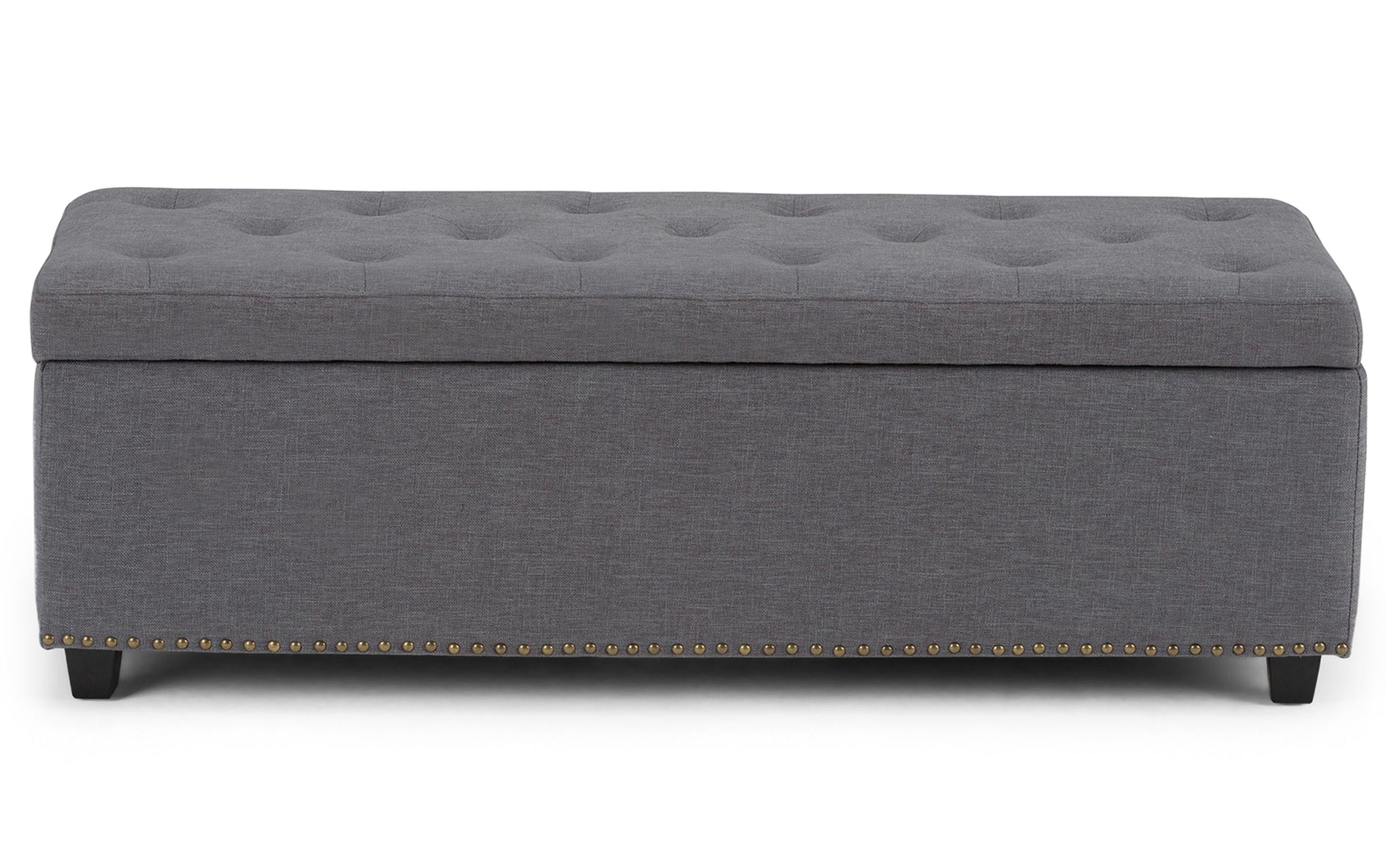 Slate Grey Linen Style Fabric | Hamilton Linen Look Storage Ottoman
