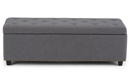 Slate Grey Linen Style Fabric | Hamilton Linen Look Storage Ottoman