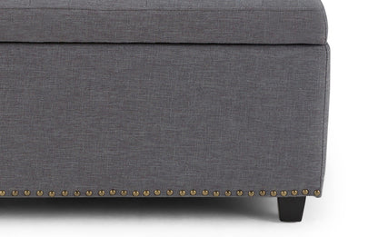 Slate Grey Linen Style Fabric | Hamilton Linen Look Storage Ottoman