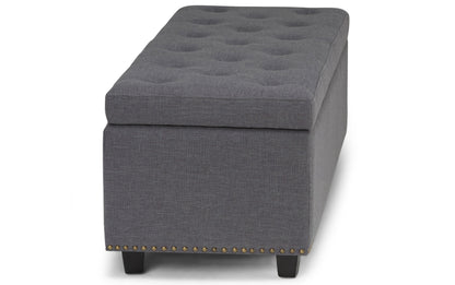 Slate Grey Linen Style Fabric | Hamilton Linen Look Storage Ottoman