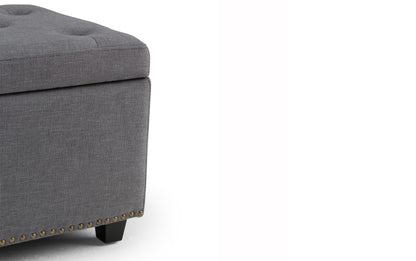 Slate Grey Linen Style Fabric | Hamilton Linen Look Storage Ottoman