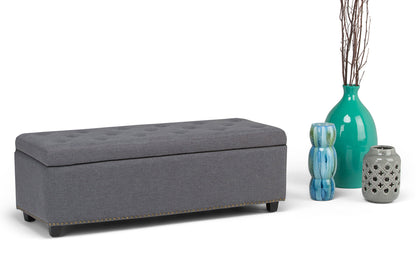 Slate Grey Linen Style Fabric | Hamilton Linen Look Storage Ottoman