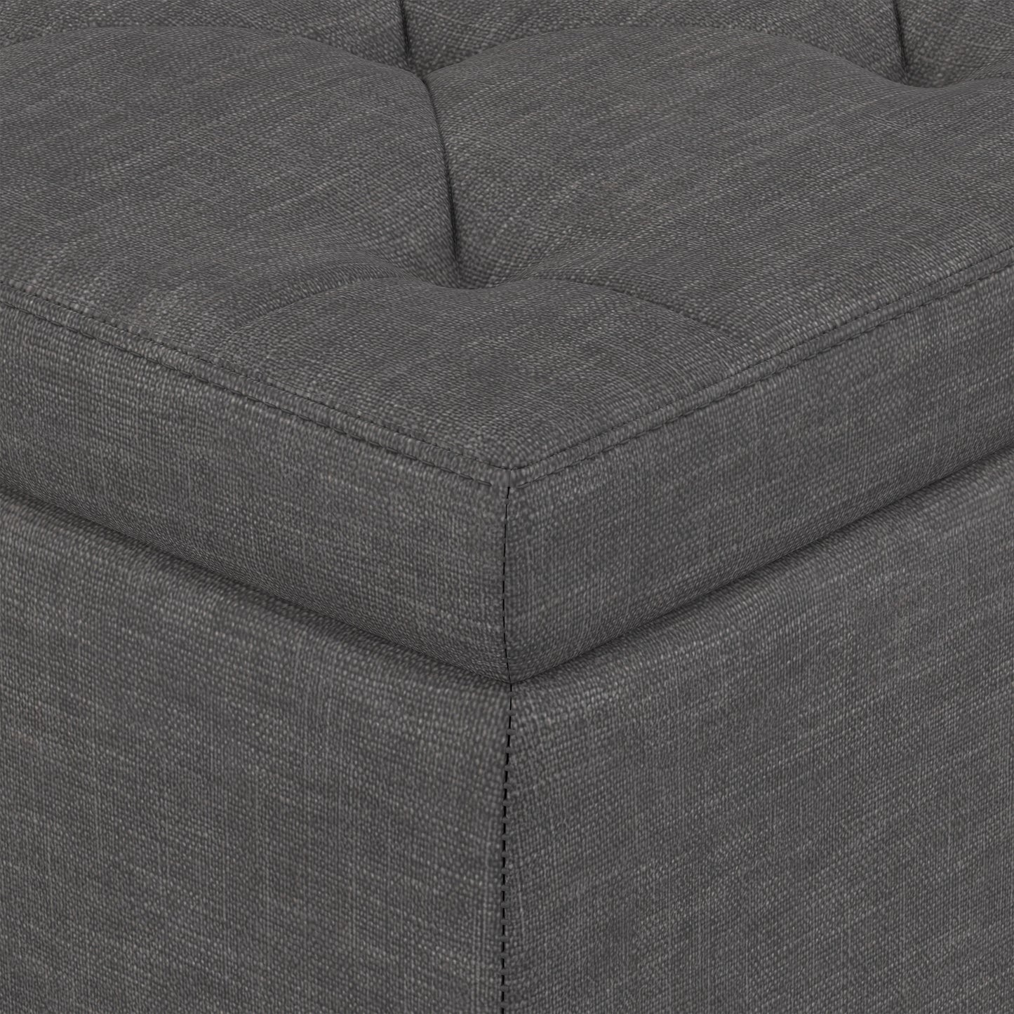 Slate Grey Linen Style Fabric| Hamilton Storage Ottoman in Linen