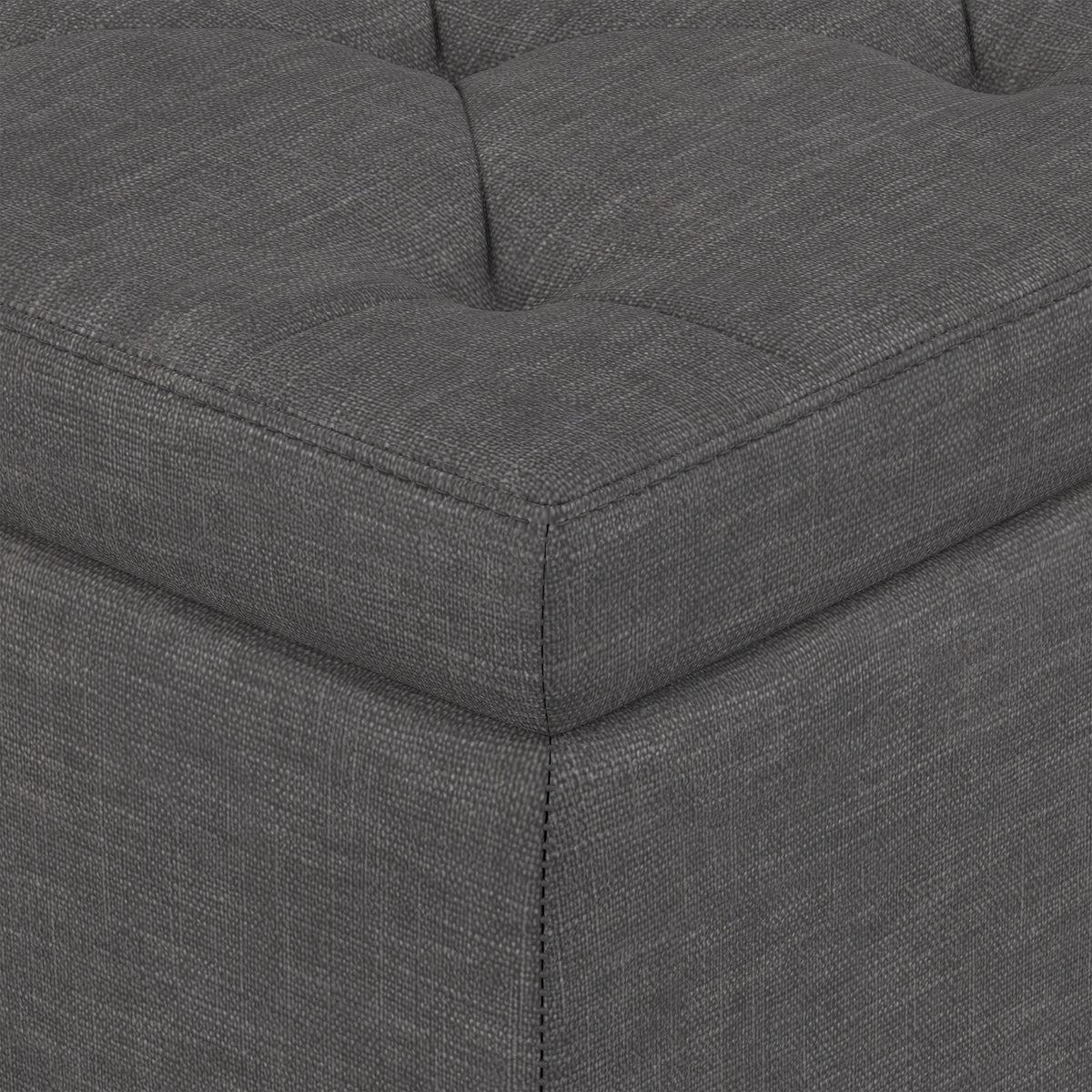 Slate Grey Linen Style Fabric| Hamilton Storage Ottoman in Linen