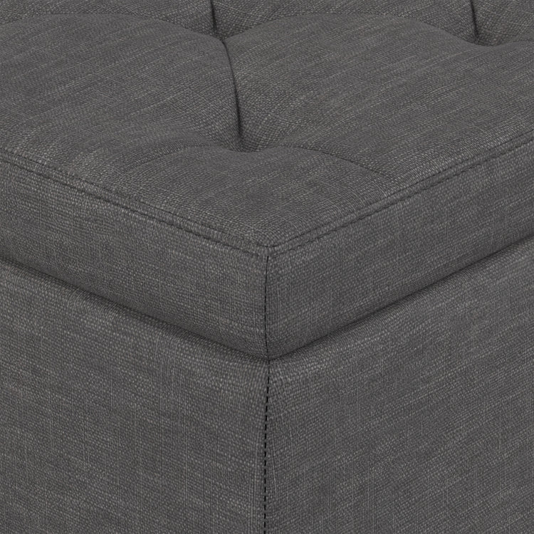 Slate Grey Linen Style Fabric| Hamilton Storage Ottoman in Linen