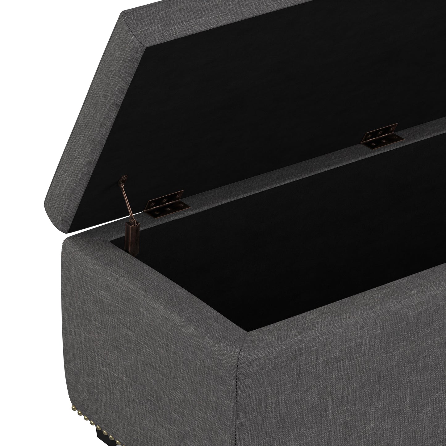 Slate Grey Linen Style Fabric| Hamilton Storage Ottoman in Linen