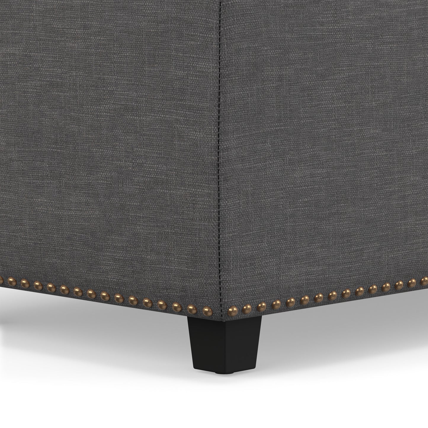 Slate Grey Linen Style Fabric| Hamilton Storage Ottoman in Linen
