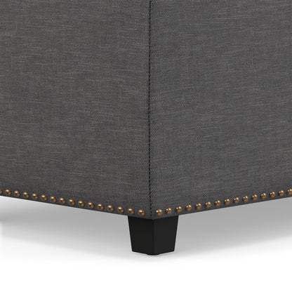 Slate Grey Linen Style Fabric| Hamilton Storage Ottoman in Linen