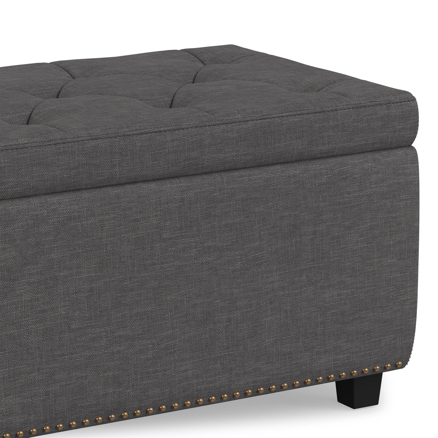 Slate Grey Linen Style Fabric| Hamilton Storage Ottoman in Linen