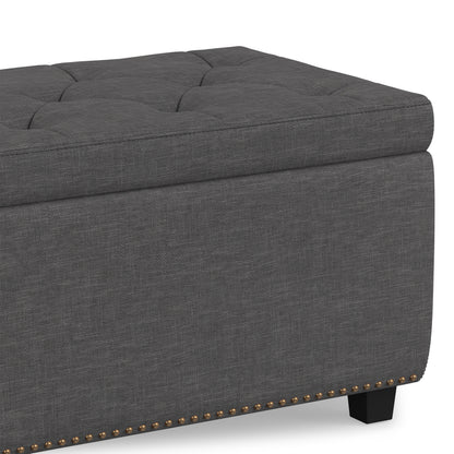 Slate Grey Linen Style Fabric| Hamilton Storage Ottoman in Linen