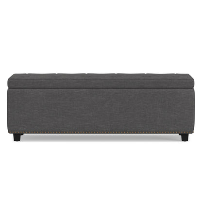 Slate Grey Linen Style Fabric| Hamilton Storage Ottoman in Linen