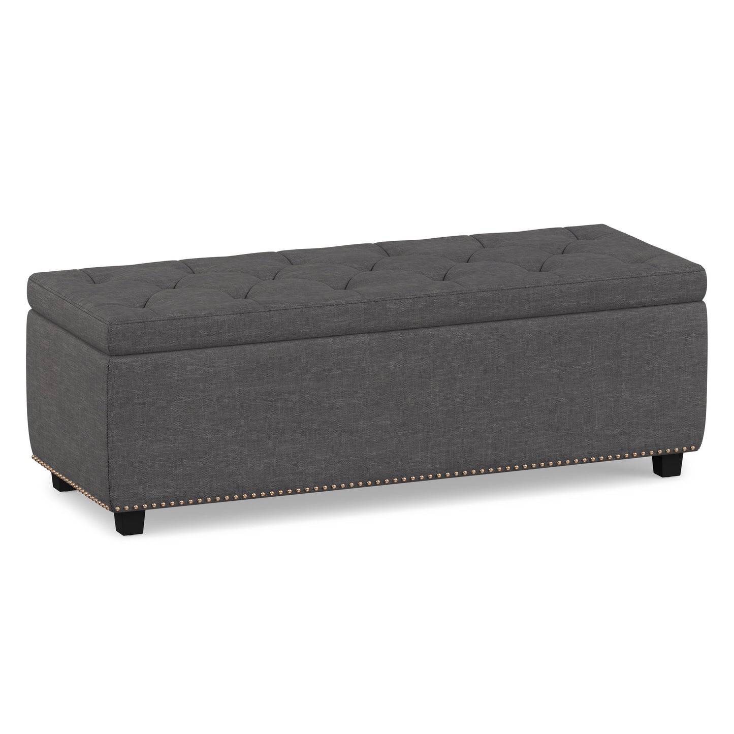 Slate Grey Linen Style Fabric| Hamilton Storage Ottoman in Linen