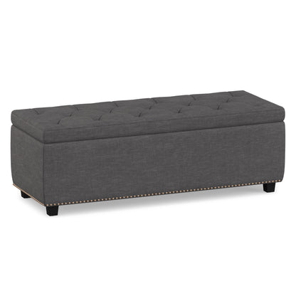 Slate Grey Linen Style Fabric| Hamilton Storage Ottoman in Linen