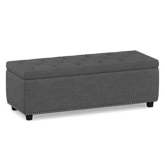 Slate Grey Linen Style Fabric| Hamilton Storage Ottoman in Linen