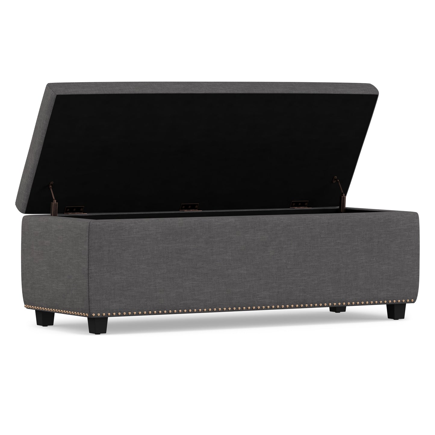 Slate Grey Linen Style Fabric| Hamilton Storage Ottoman in Linen