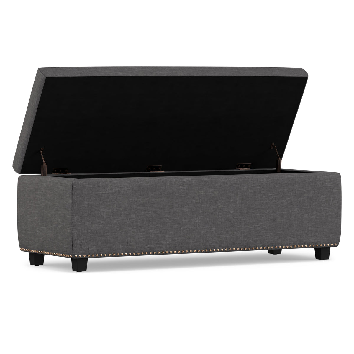 Slate Grey Linen Style Fabric| Hamilton Storage Ottoman in Linen