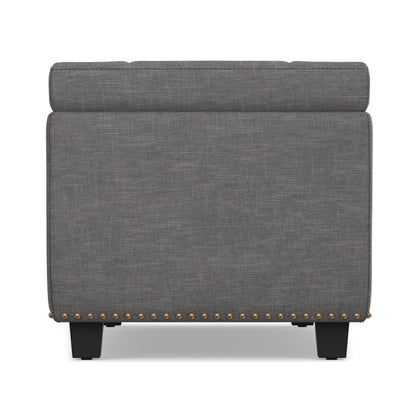 Slate Grey Linen Style Fabric| Hamilton Storage Ottoman in Linen