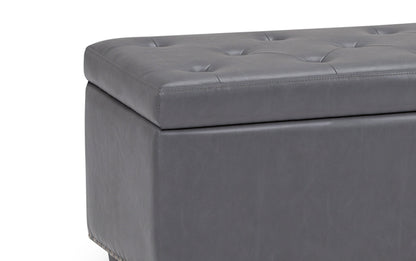Stone Grey Vegan Leather | Hamilton Vegan Leather Storage Ottoman