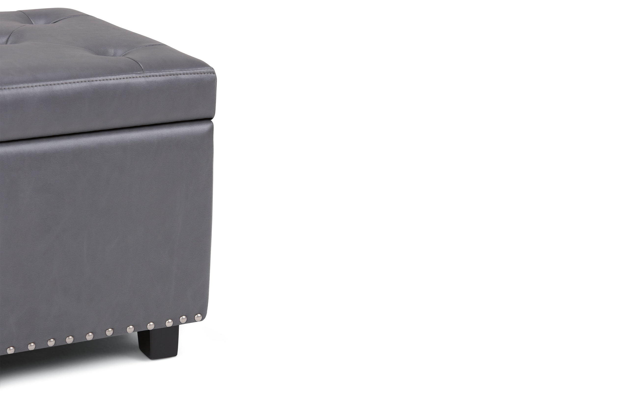 Stone Grey Vegan Leather | Hamilton Vegan Leather Storage Ottoman